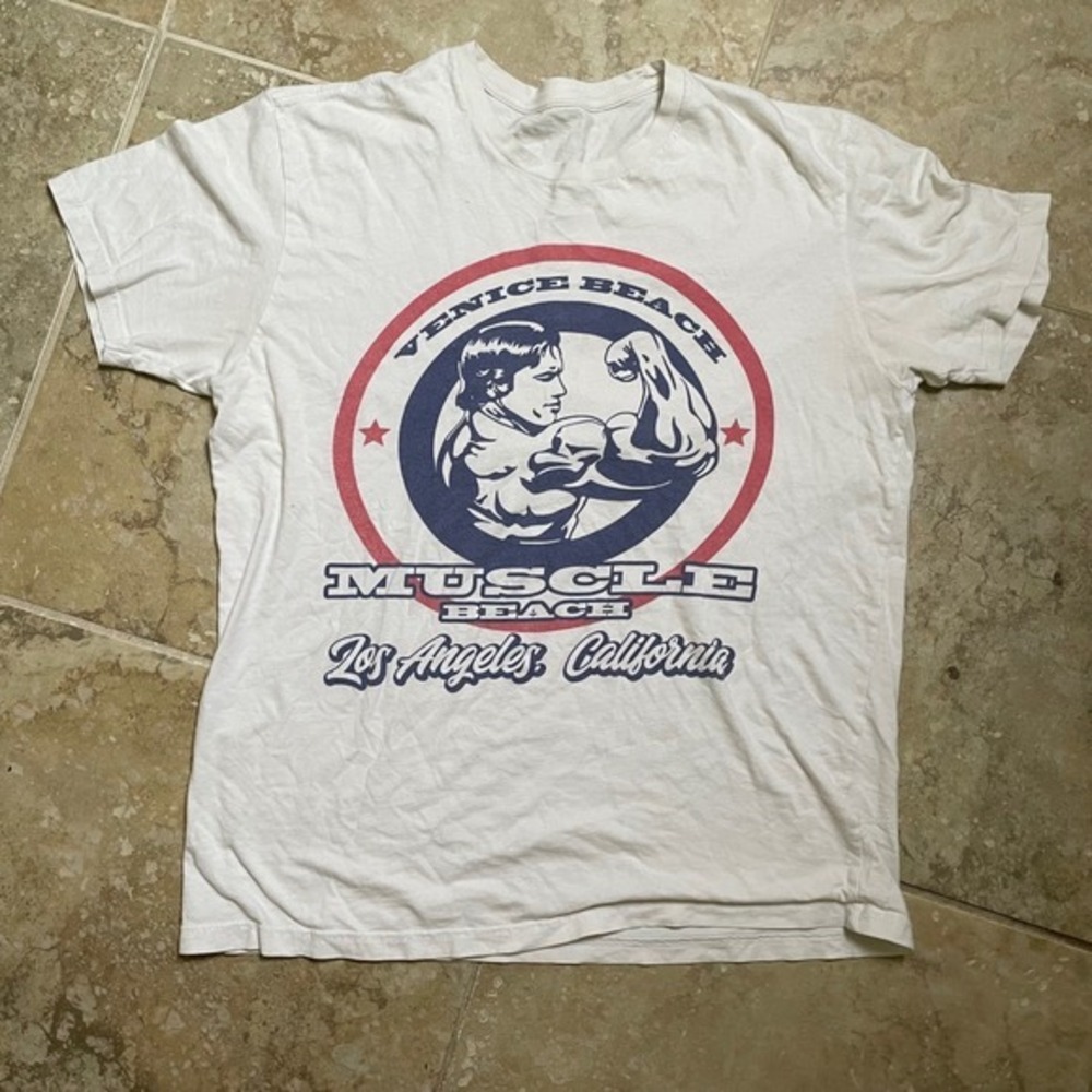 Muscle Beach Venice Beach California T-Shirt M Arnold‎ Schwarzenegger Gym Tee